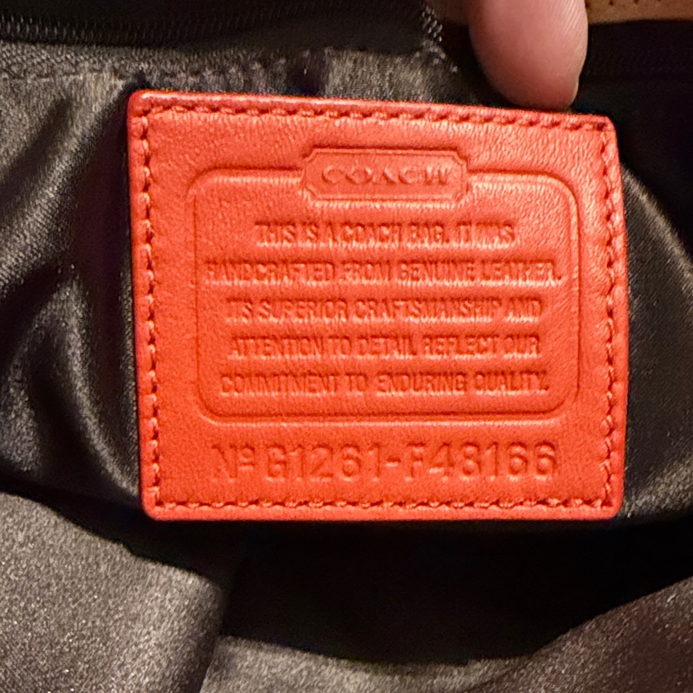 Coach Orange Patent Tote with Top Handle Tan Leather Trim - Picture 8 of 8